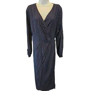 NWT H&M XL Lenzing ecovera hearts navy maxi duster wrap dress casual comfort